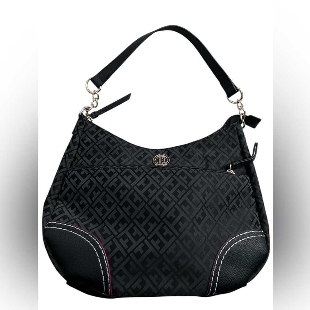 Tommy Hilfiger Nova Black Signature Hobo Shoulder Bag, NWOT